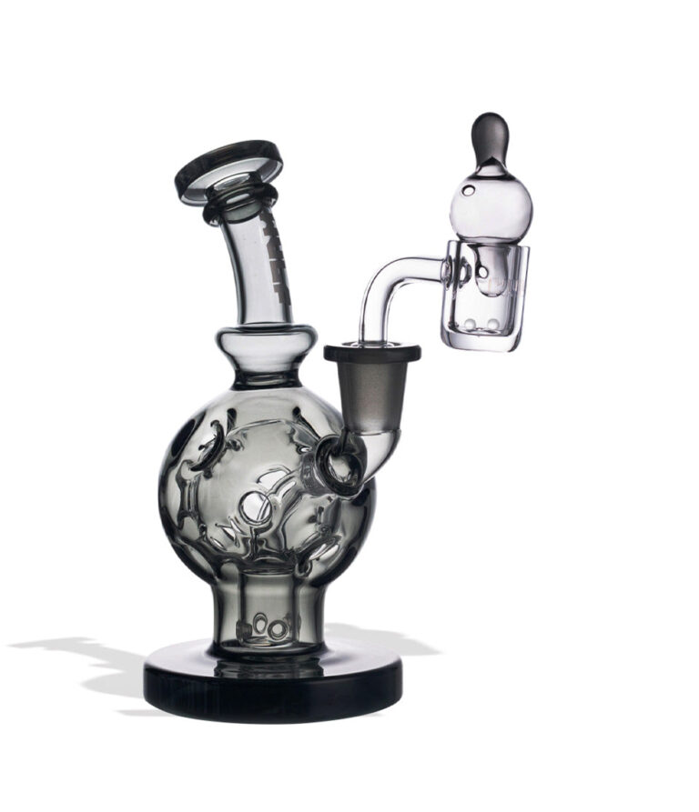 Smoke Wulf Mods Atom 14mm Dab Rig with Quartz Banger Side View on White Background
