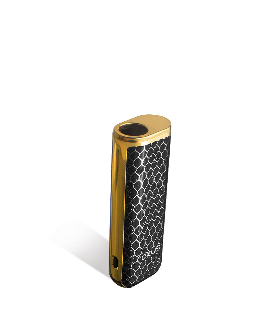 Black Gold Cobra above view Exxus Vape MiNovo 510 Thread Battery on white studio background