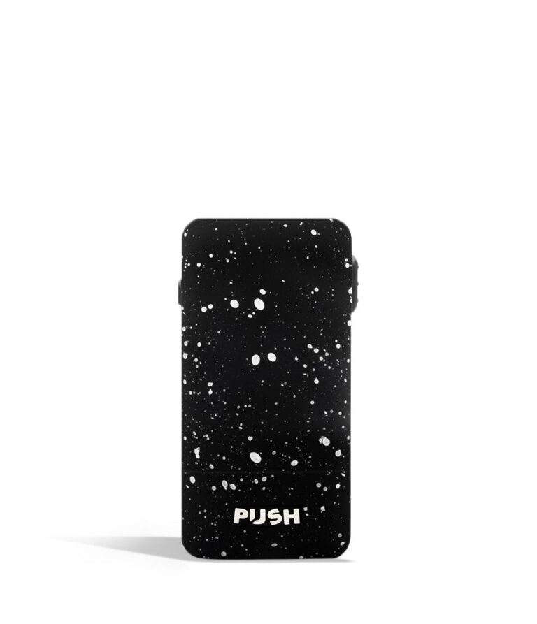 Black White Spatter front Exxus Vape Push 510 Thread Battery on white background