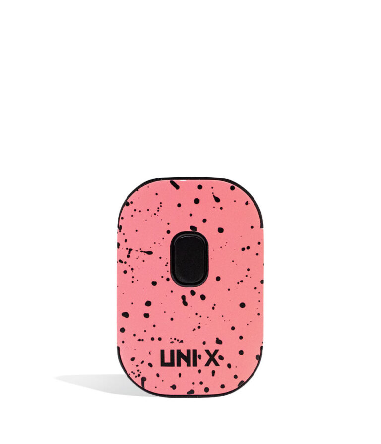 Pink Black Spatter Wulf Mods UNI X 510 Thread Battery front view on white background