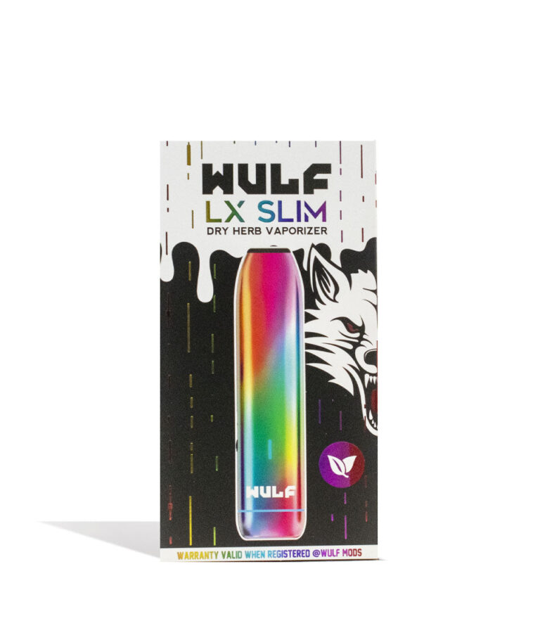 Full Color Wulf Mods LX Slim Portable Dry Herb Vaporizer Packaging on white background