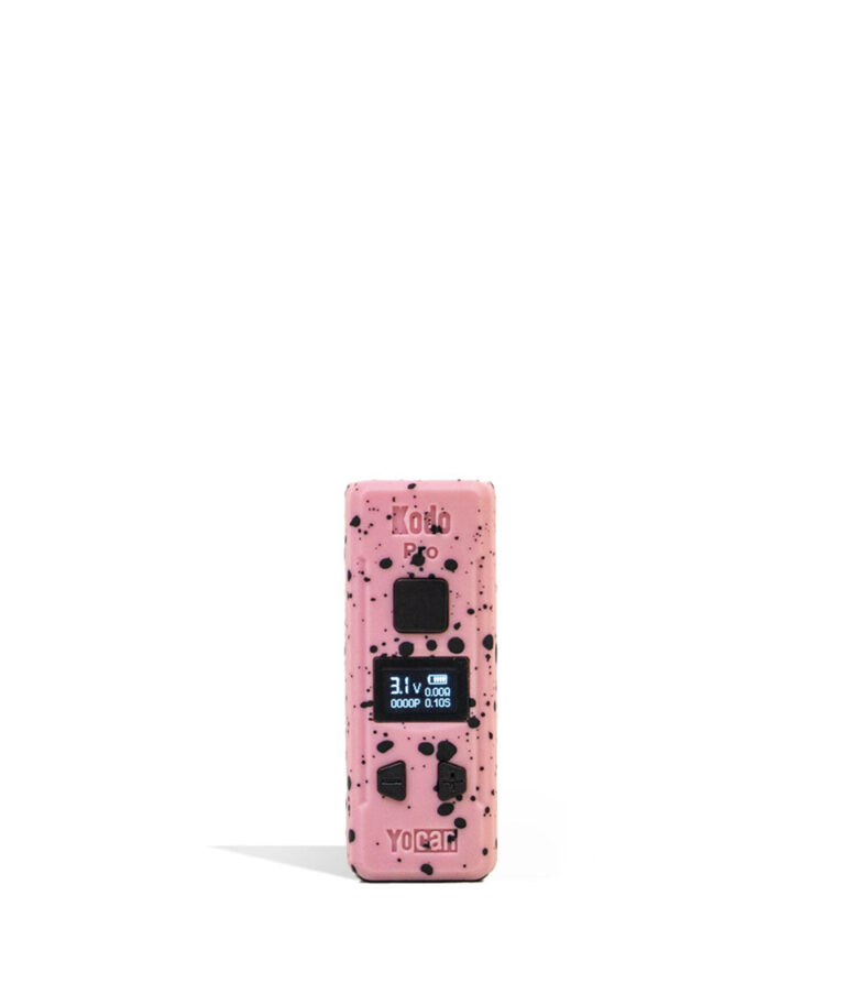 Pink Black Spatter Wulf Mods KODO Pro 510 Thread Battery Front View on White Background