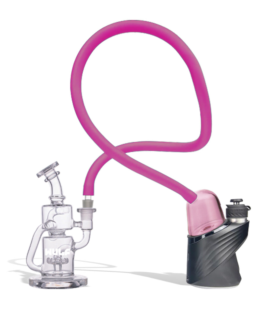 WULF Link in pink connecting a Puffco Peak to a glass recycler