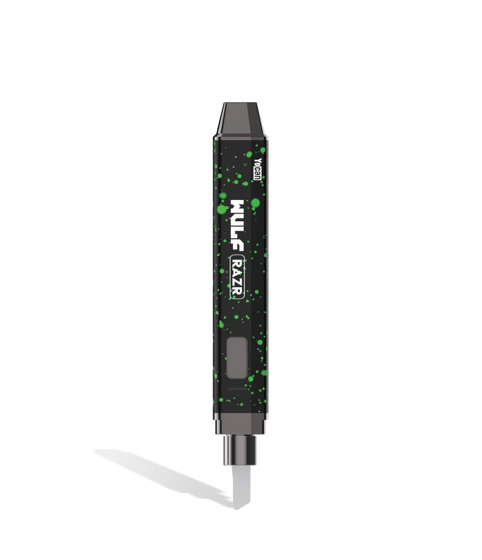 Black Green Spatter Wulf Mods RAZR Nectar Collector and Hot Knife in Knife mode on white background