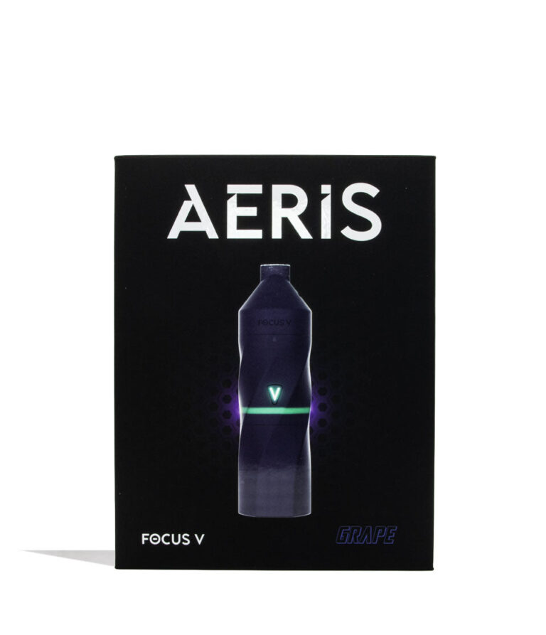 Grape Focus V Aeris Portable Concentrate Vaporizer packaging on white background