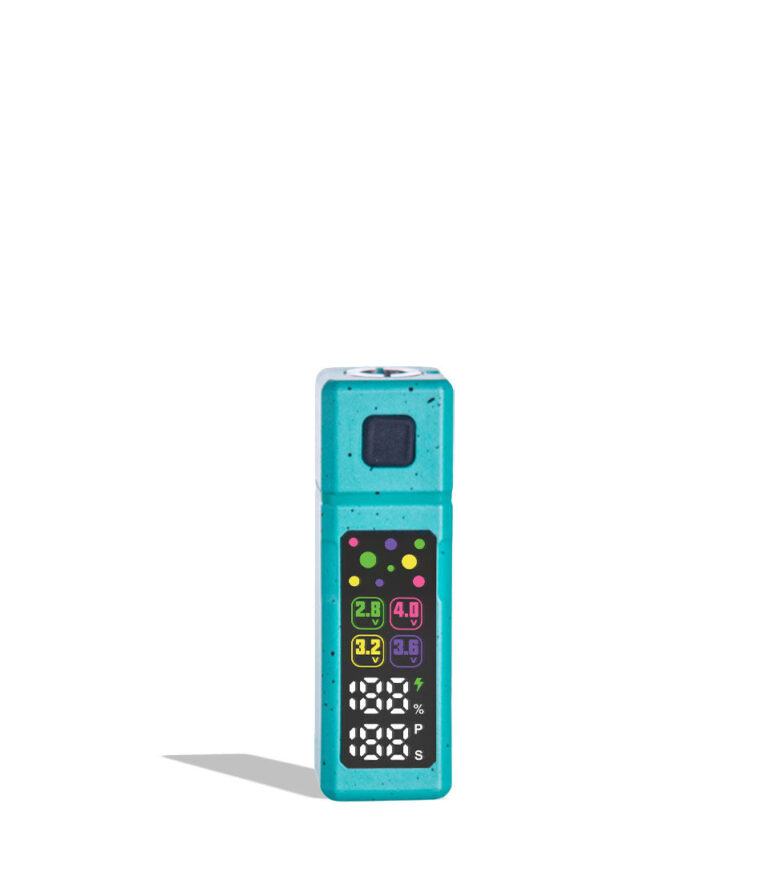 Teal Black Spatter Wulf Mods Grid 510 Variable Voltage Battery on white background