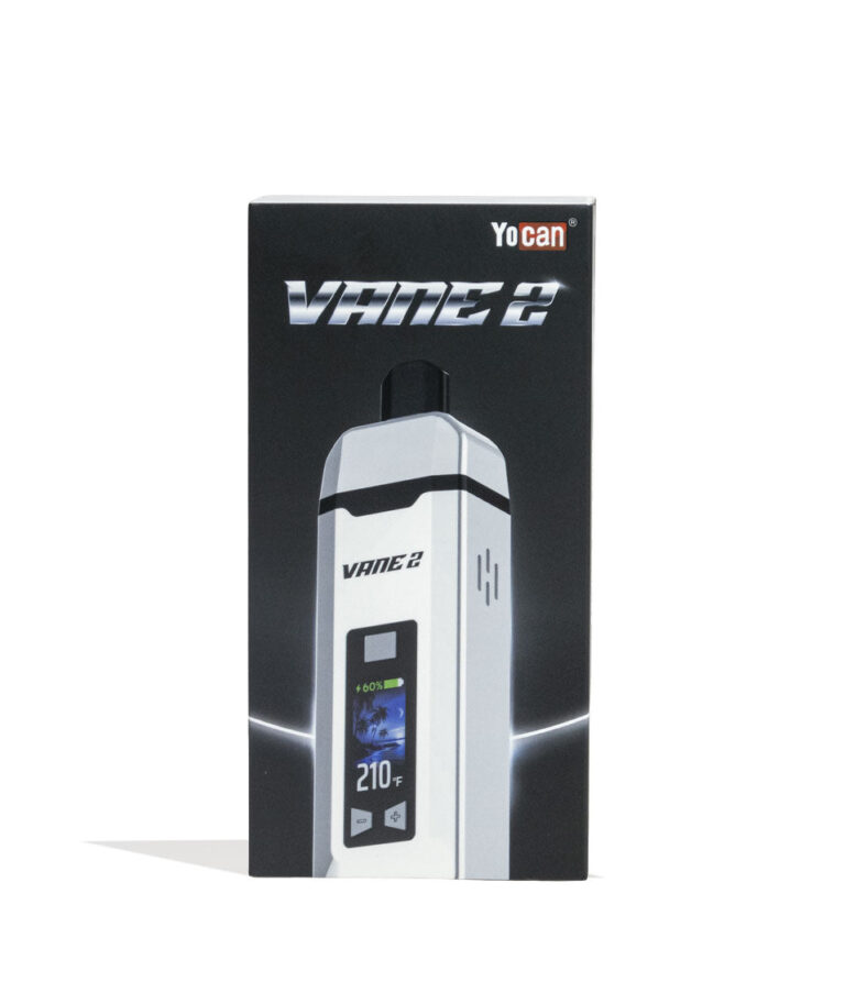 Yocan Vane 2 Portable Dry Herb Vaporizer White box front view with white background