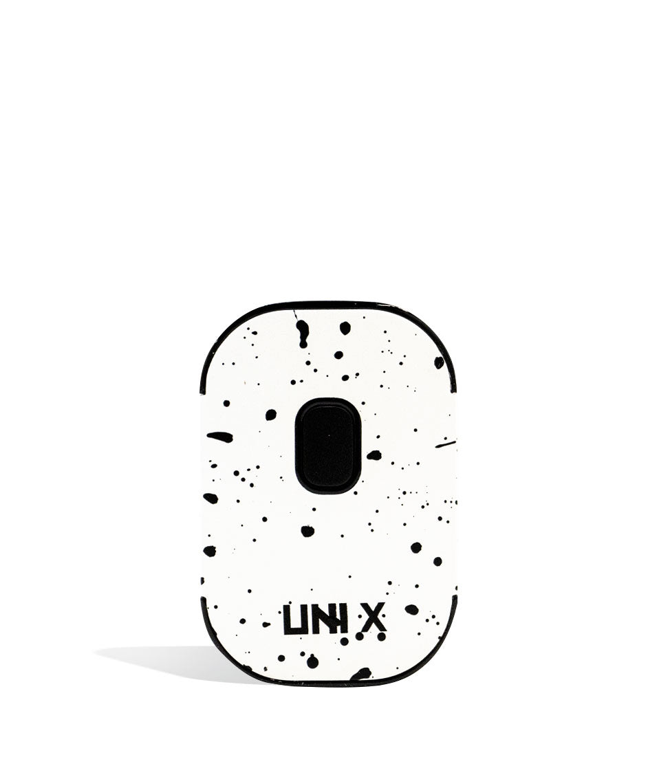 White black spatter Wulf Mods UNI X 510 Thread Battery front view on white background