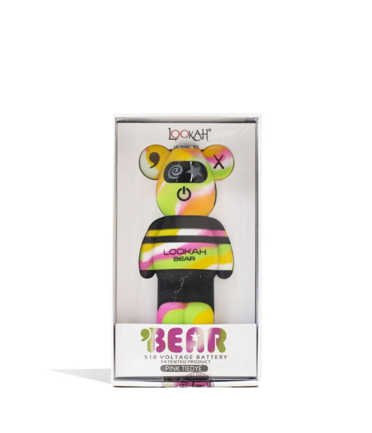 Yellow Tiedye Lookah Bear Limited Edition 510 Thread Battery Packaging Front View on White Background