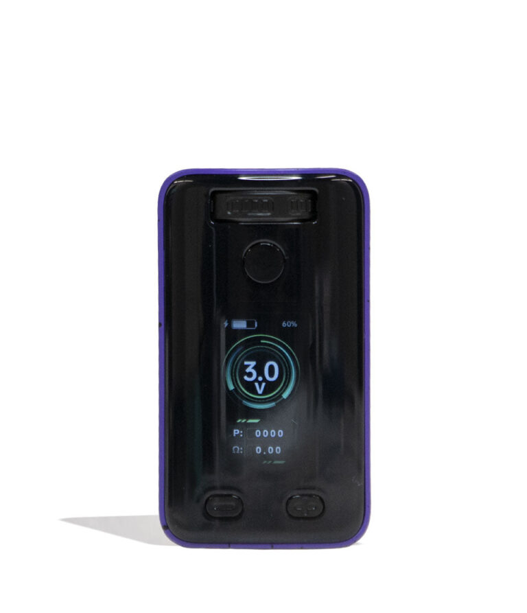 Purple Black Spatter Wulf Mods UNI 3.0 Universal Variable Voltage Battery Front View on White Background