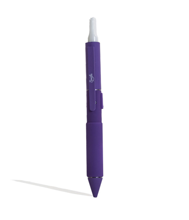 Purple Smyle Penjamin Cart Pen Variable Voltage Battery Front View With Cartridge on White Background
