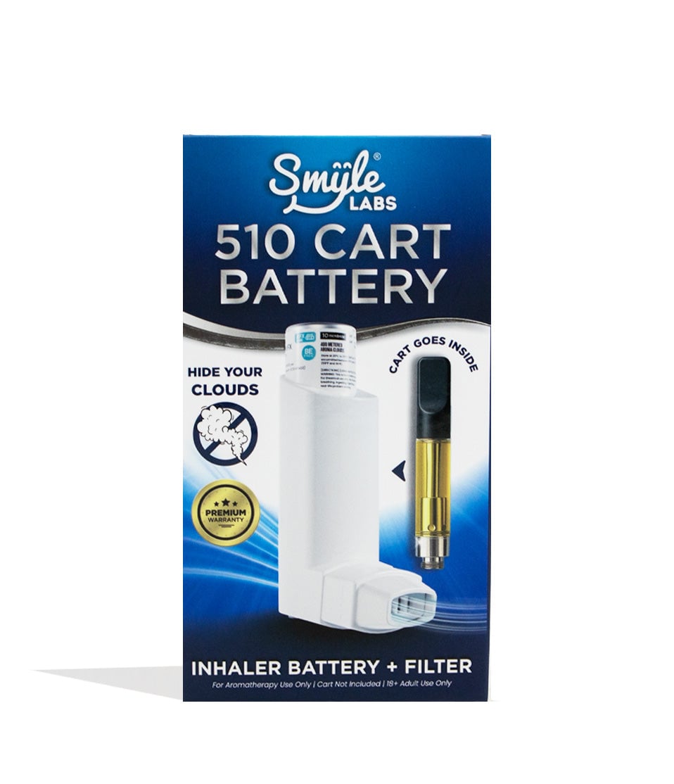 White Smyle Inhaler 510 Battery and Cloud Filters Packaging Front View on White Background