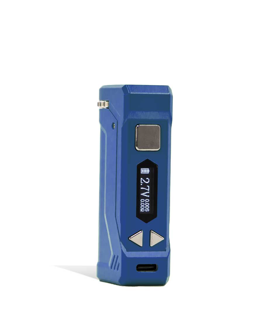 Navy Blue side view Yocan UNI PRO 2 Adjustable 510 Thread Battery on white studio background