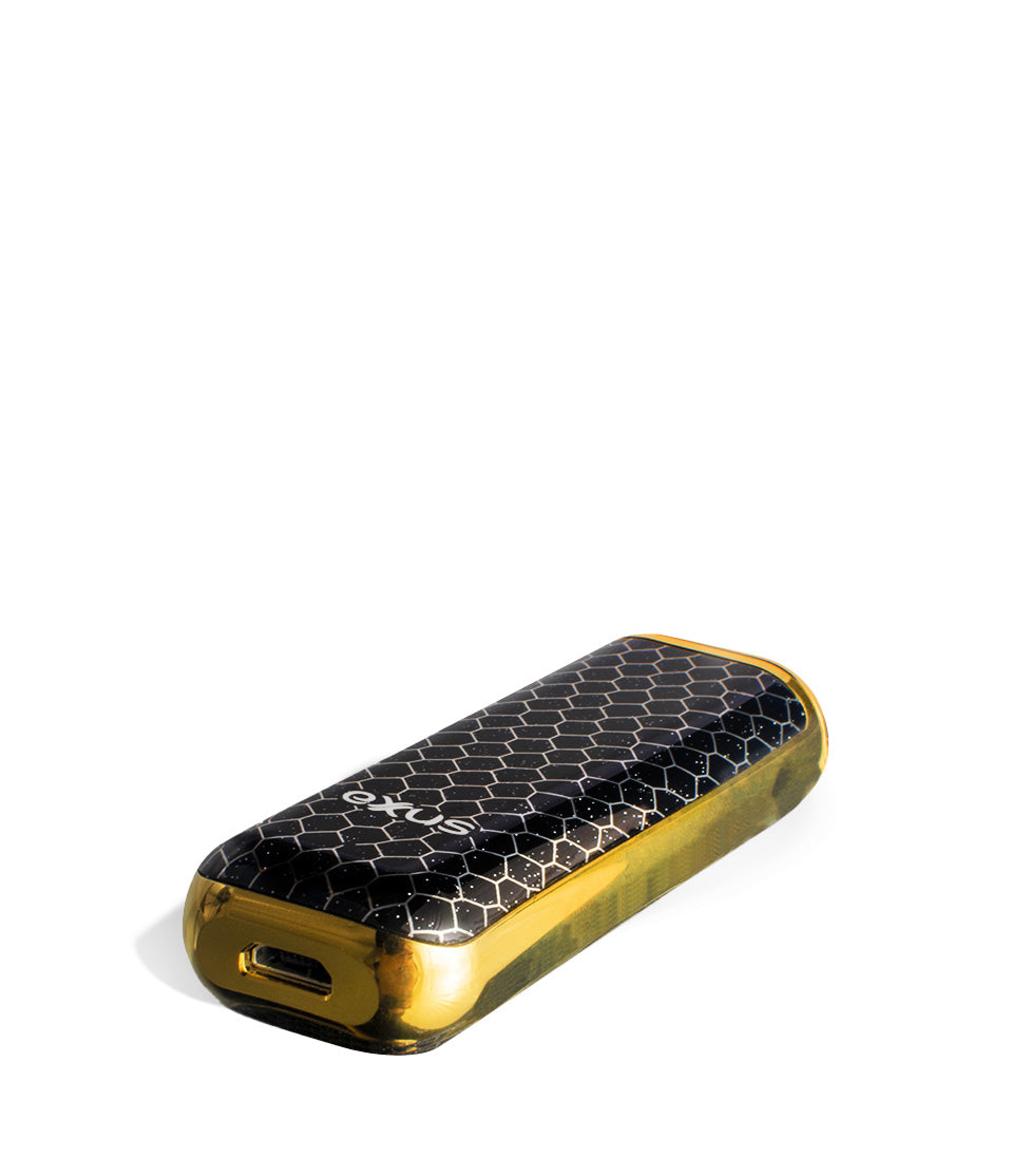 Black Gold Cobra bottom view Exxus Vape MiNovo 510 Thread Battery on white studio background