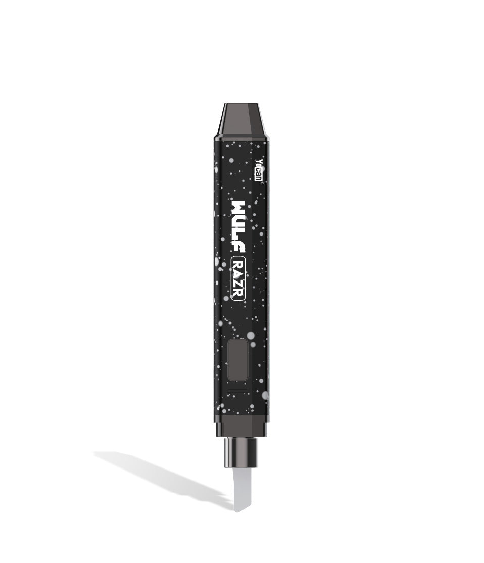 Black White Spatter Wulf Mods RAZR Nectar Collector and Hot Knife in Knife mode on white background