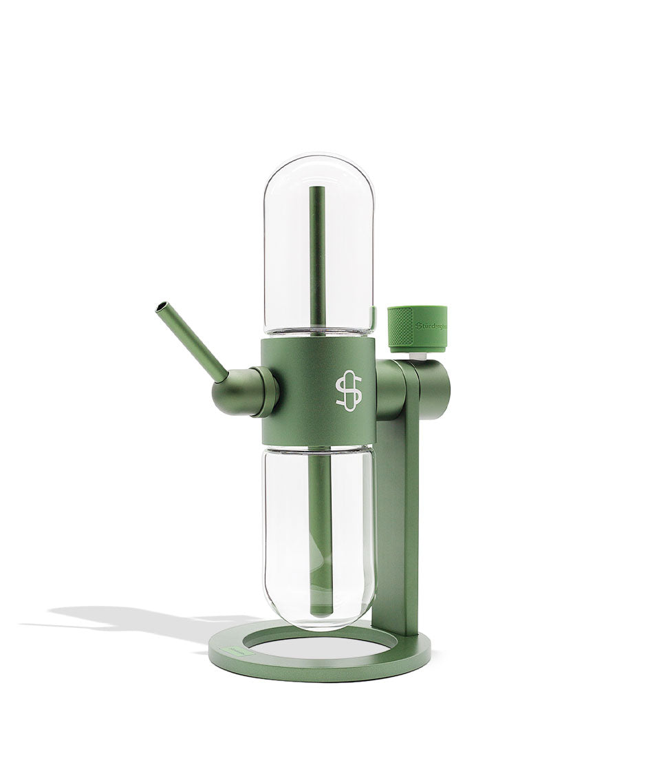 Stündenglass Gravity Infuser Olive Green angle view on white background