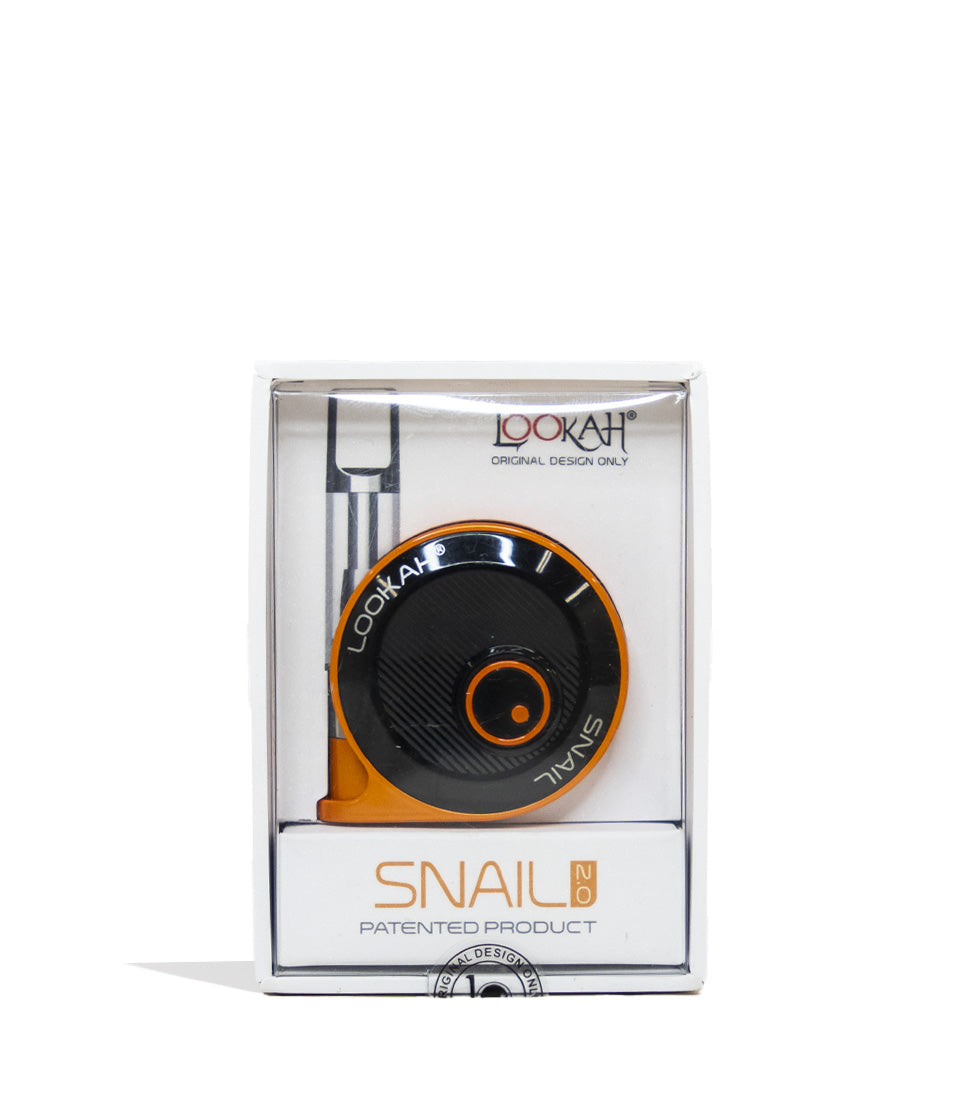 Orange Lookah Snail 510 Thread Battery Packaging Front View on White Background