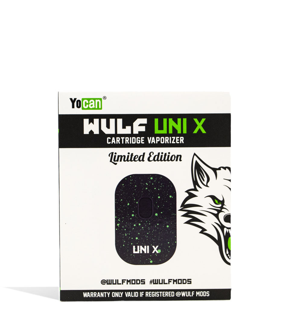 Black Green Spatter Wulf Mods UNI X 510 Thread Battery Box on white background