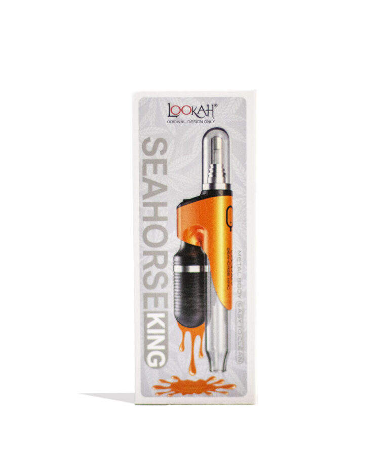 Orange Lookah Seahorse King Electric Nectar Collector Packaging Front View on White Background
