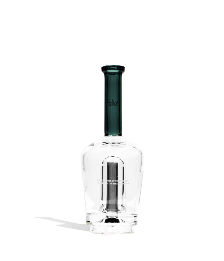 iDab Puffco Peak transparent glass attachment in teal, back view