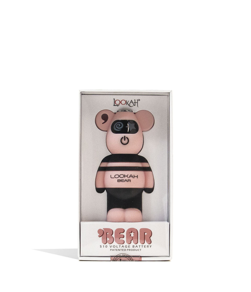 Pink Lookah Bear 510 Thread Battery Packaging Front View on White Background