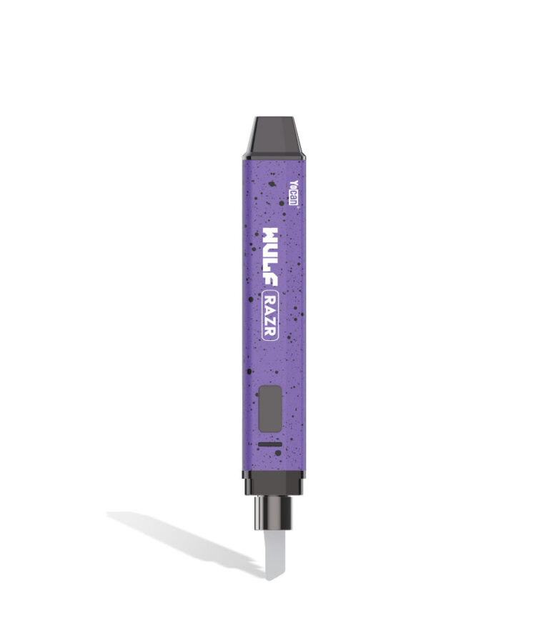 Purple Black Spatter Wulf Mods RAZR Nectar Collector and Hot Knife in Knife mode on white background
