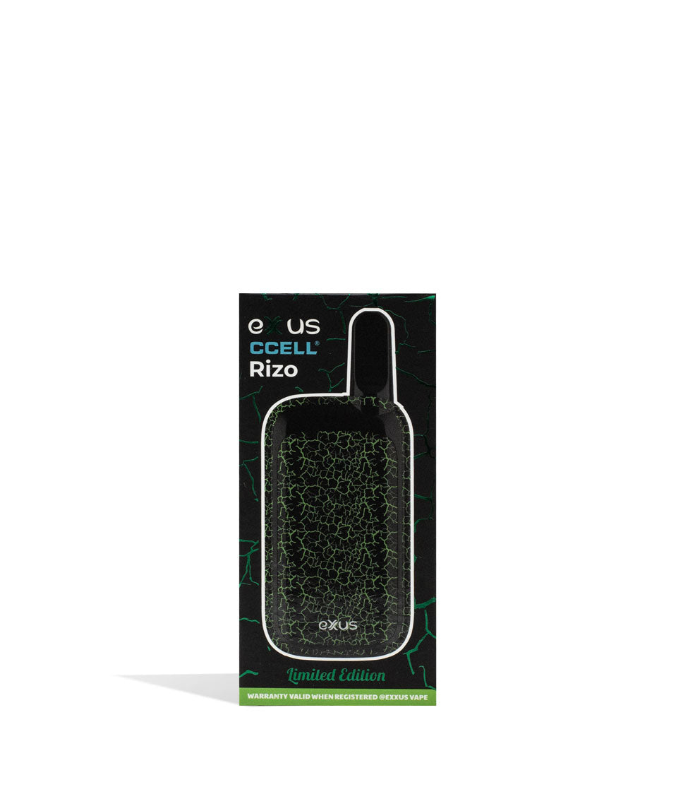 Black Green Crackle packaging Exxus Vape Rizo 510 Thread Battery on White Background