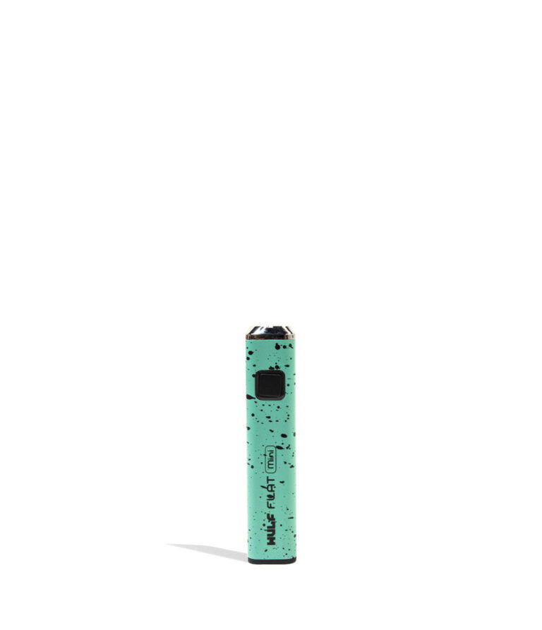 Teal Black Spatter Wulf Mods Flat Mini Cartridge Battery Front View on White Background