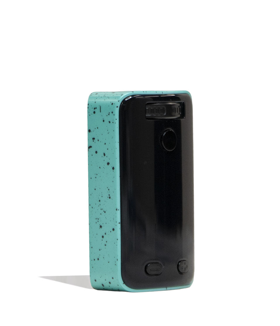 Teal Black Spatter Wulf Mods UNI 3.0 Universal Variable Voltage Battery Angle View on White Background