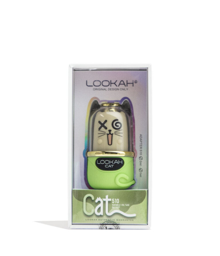 Green Lookah Cat 510 Variable Voltage Battery Packaging Front View on White Background