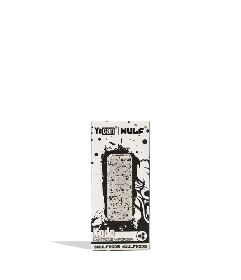 White Black Spatter Wulf Mods KODO 510 Thread Battery Packaging Front View on White Background