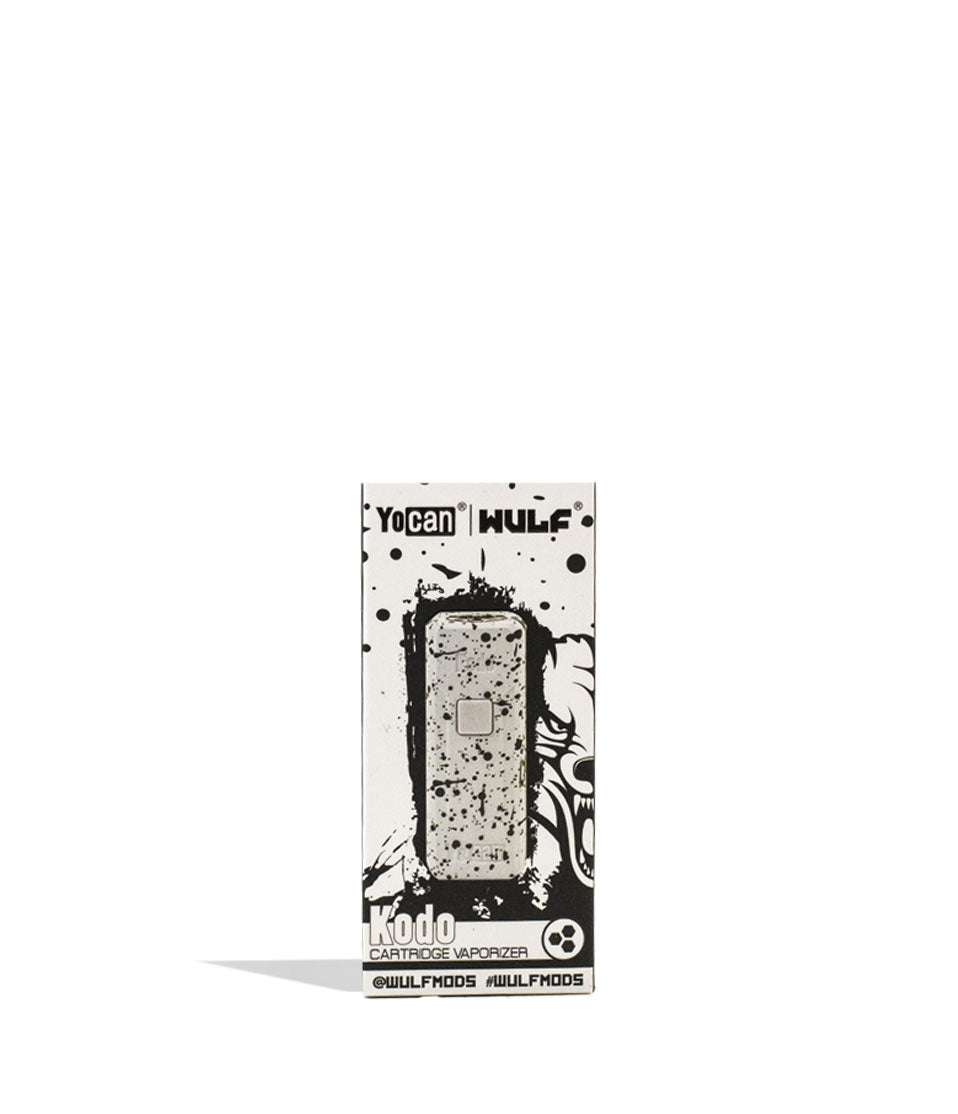 White Black Spatter Wulf Mods KODO 510 Thread Battery Packaging Front View on White Background
