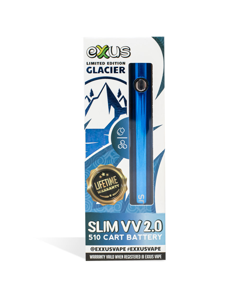 Glacier Exxus Vape Slim VV 2.0 510 Thread Battery single pack on white background