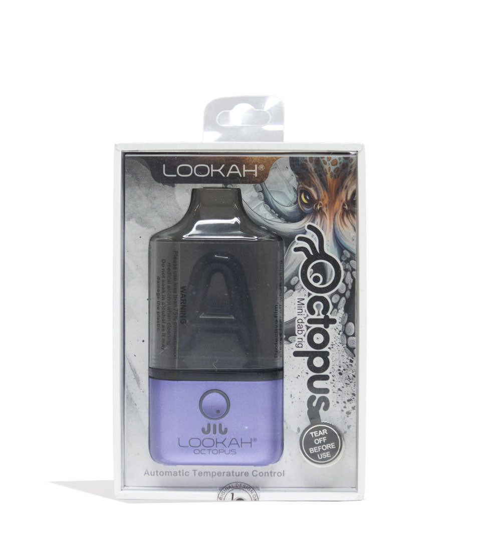 Lookah Octopus dab rig vaporizer in purple, in its retail packaging