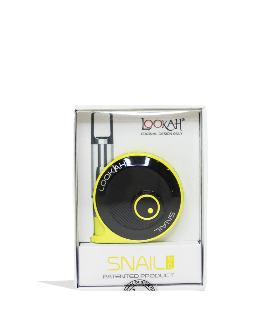 Yellow Lookah Snail 510 Thread Battery Packaging Front View on White Background
