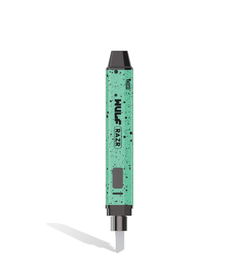 Teal Black Spatter Wulf Mods RAZR Nectar Collector and Hot Knife in Knife mode on white background