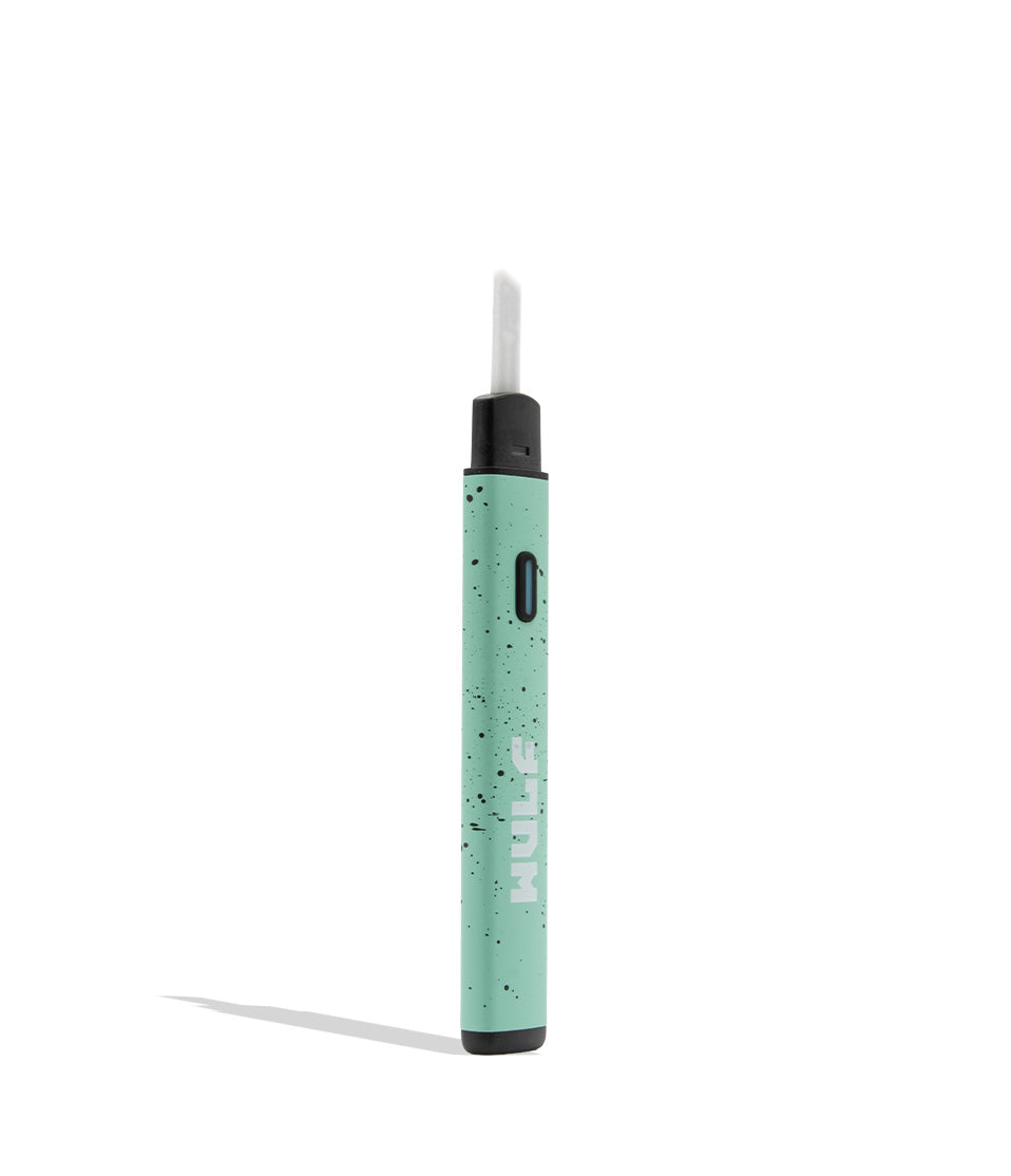WULF Slyce teal black spatter hot knife dab tool with cap off on white background in quarter view