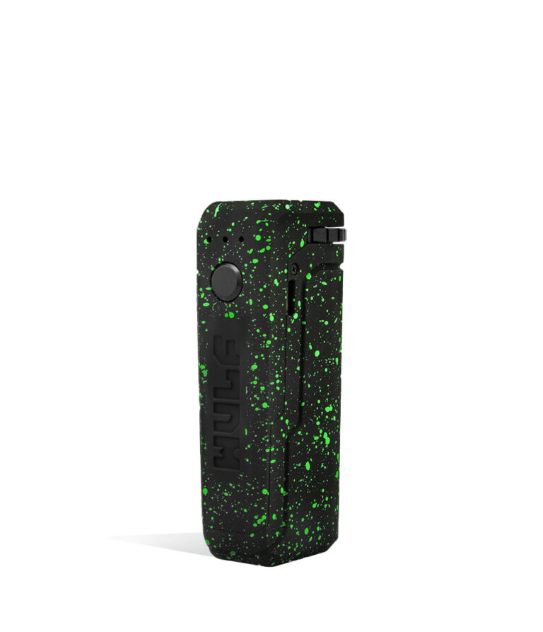 Black Green left side view Wulf Mods UNI Adjustable 510 Thread Battery on white studio background