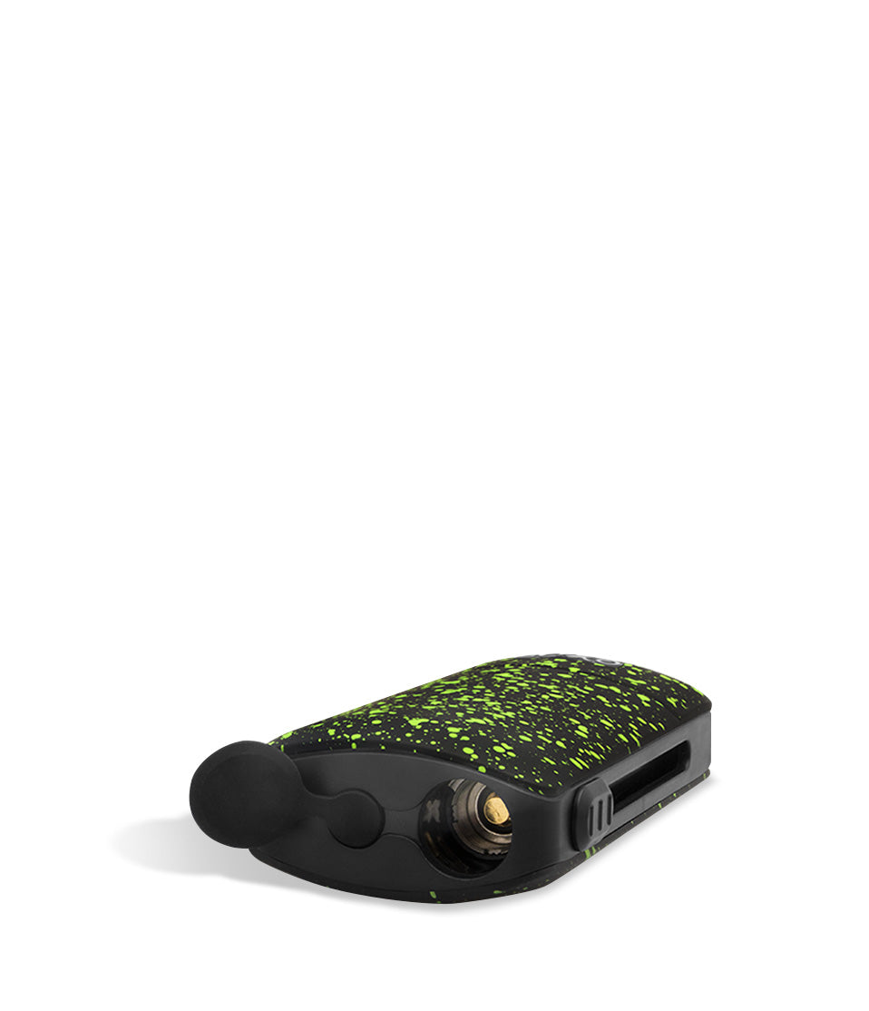 Black Green Spatter top view Exxus Vape Push 510 Thread Battery on white background
