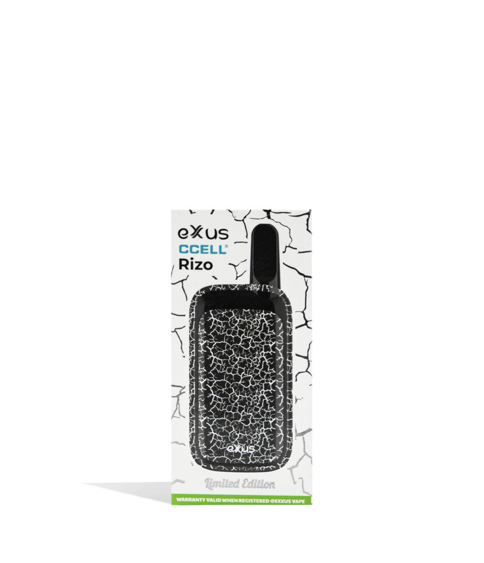 Black White Crackle packaging Exxus Vape Rizo 510 Thread Battery on White Background