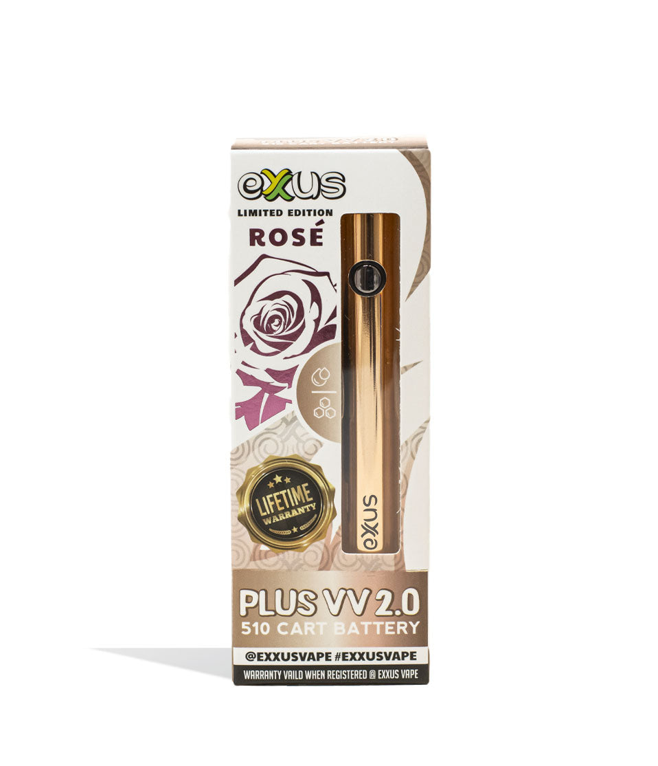 Rose Exxus Vape Plus VV 2.0 510 Thread Battery Packaging Front View on White Background