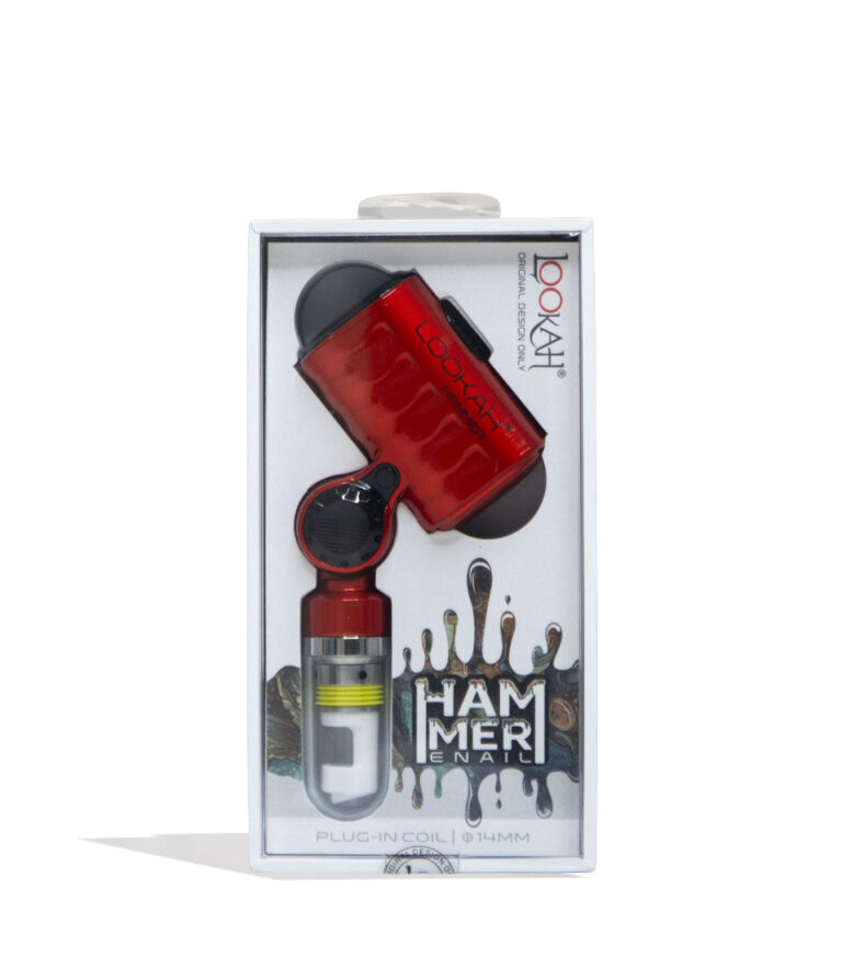 Lookah Hammer portable e-nail banger in red, in its retail packaging