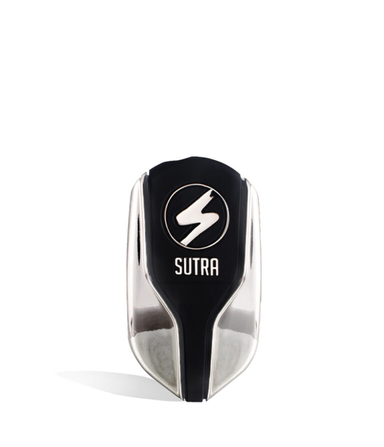 Silver angle  Sutra Vape Squeeze 510 Thread Battery on white studio color