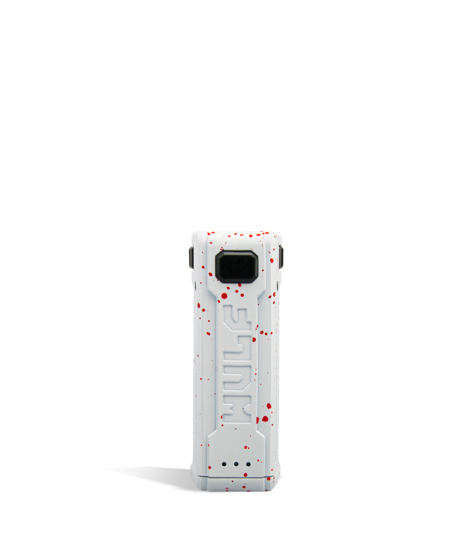 White Red Spatter face Wulf Mods UNI S Adjustable 510 Thread Battery on white background