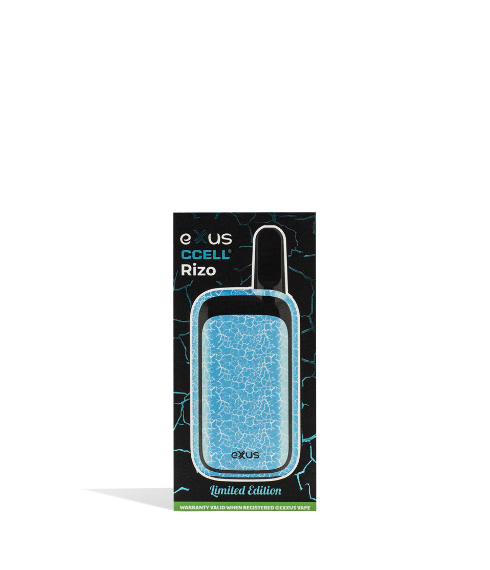 Blue White Crackle packaging Exxus Vape Rizo 510 Thread Battery on White Background