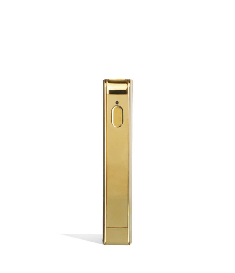 Gold front Exxus Vape Snap VV 510 Thread Battery on white studio background