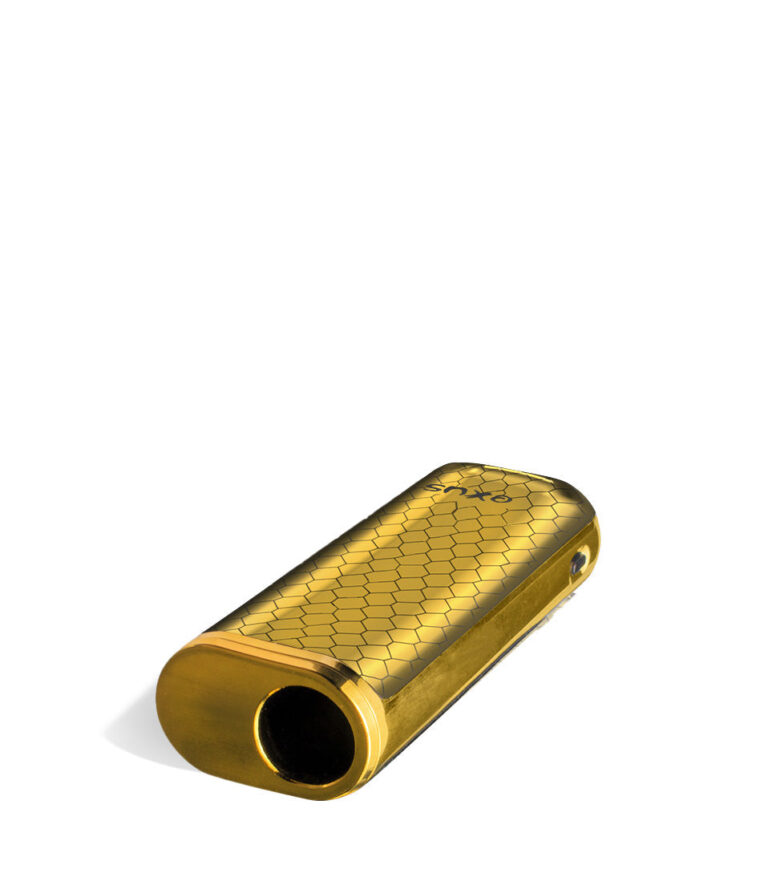 Gold Cobra top view Exxus Vape MiNovo 510 Thread Battery on white studio background