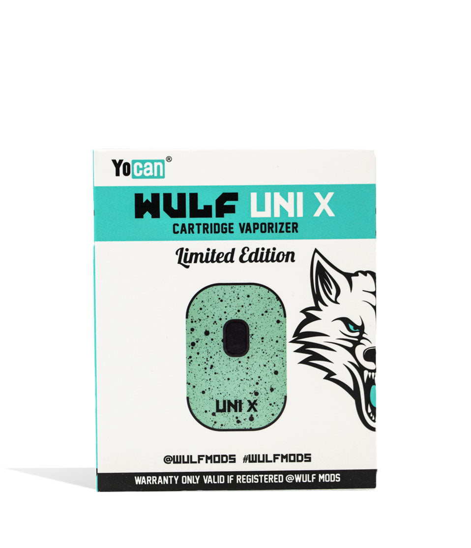 Teal Black Spatter Wulf Mods UNI X 510 Thread Battery Box on white background