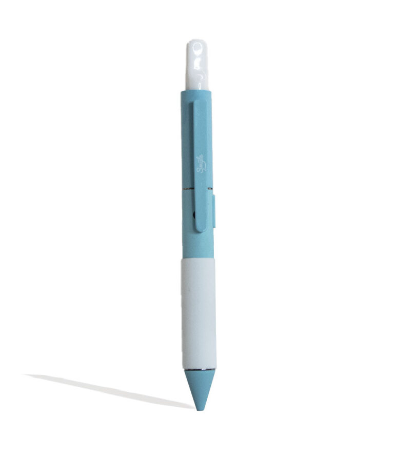 Tiffany Blue Smyle Penjamin Cart Pen Variable Voltage Battery Front View With Cartridge on White Background