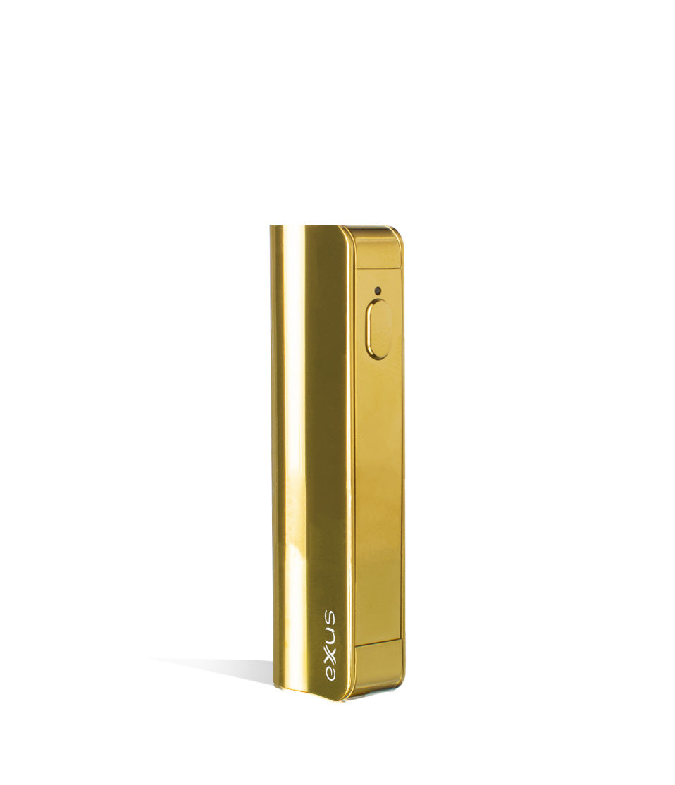 Gold angle Exxus Vape Snap VV 510 Thread Battery on white studio background